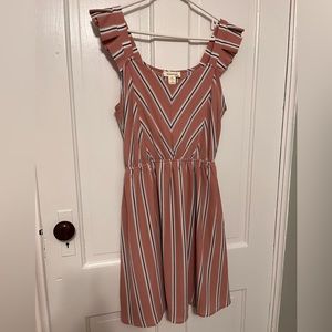 Monteau Pink and White Striped Midi Dress